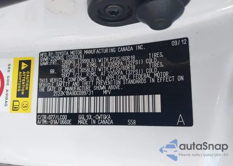 2013 Lexus Rx 350 из США, поврежденный, VIN 2T2ZK1BA9DC099731